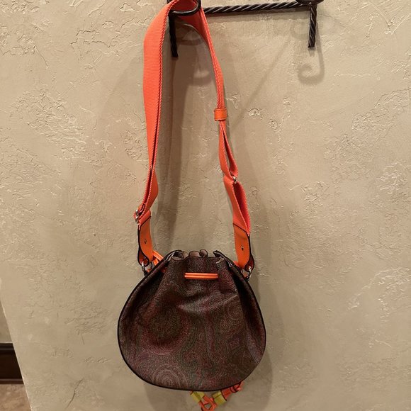 NWOT Etro Round Fluo Paisley Drawstring Bucket Bag - Picture 3 of 12